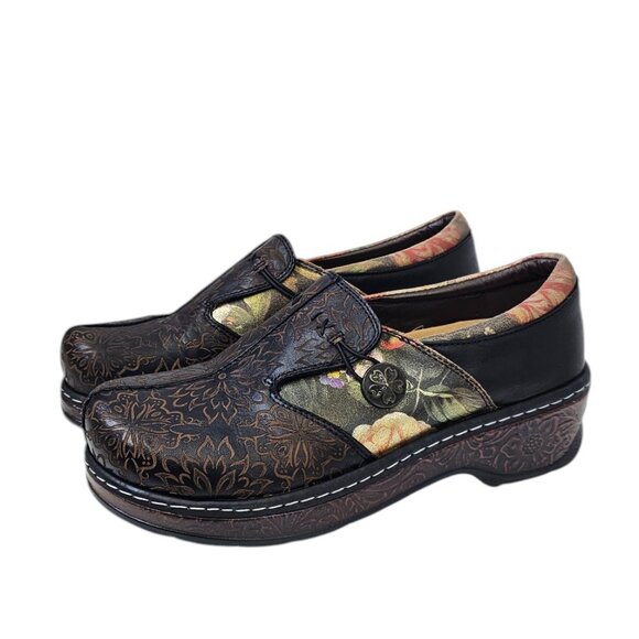 L' Artiste by Springstep Womens Leather Floral Clogs, Slip On Shoes, 41/ 9.5-10 - Picture 1 of 11